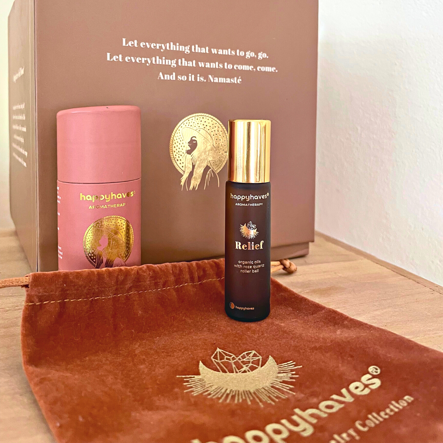 'Relief' Organic oil roll-on with rose quartz roller ball