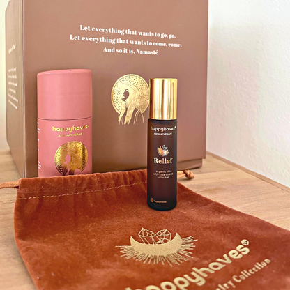 'Relief' Organic oil roll-on with rose quartz roller ball