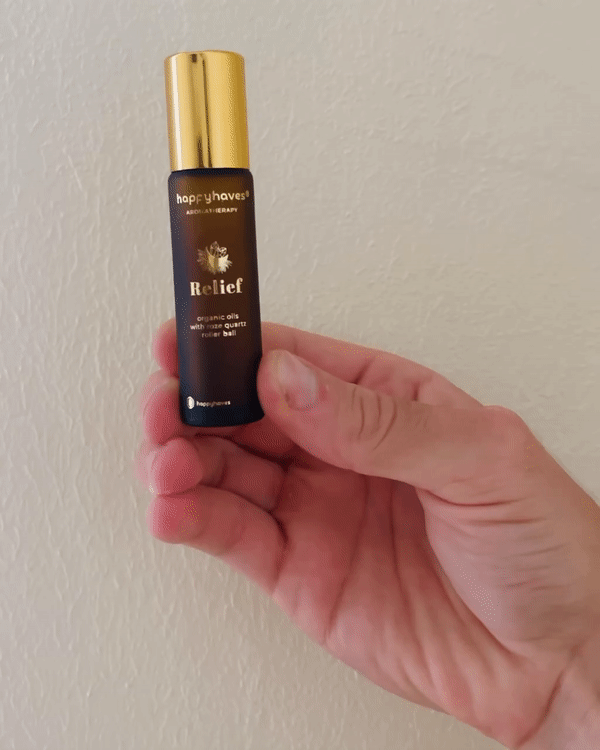 'Relief' Organic oil roll-on with rose quartz roller ball