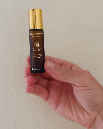 'Relief' Organic oil roll-on with rose quartz roller ball